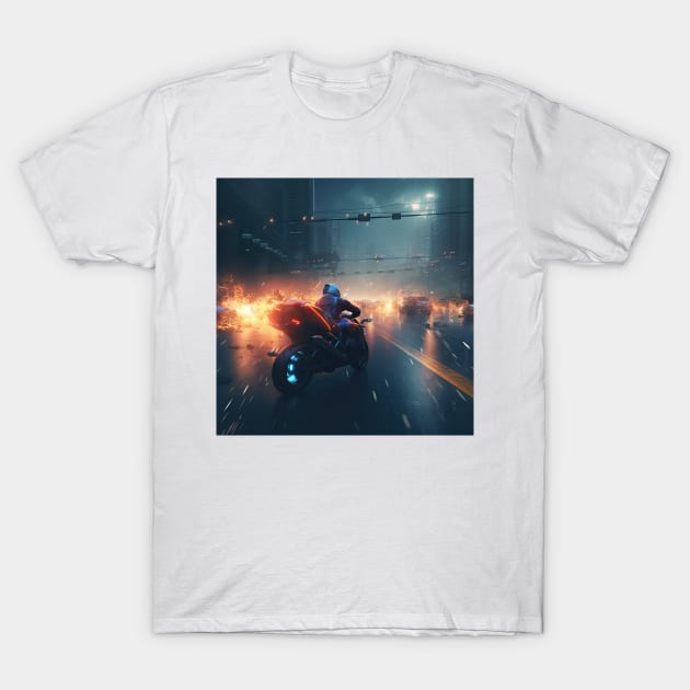 Futuristic motorcycle race T-Shirt by ILK87